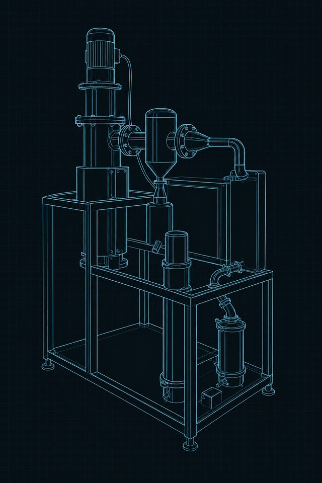 Decorative line-art concept study of Hydron’s external form. Not a technical drawing.